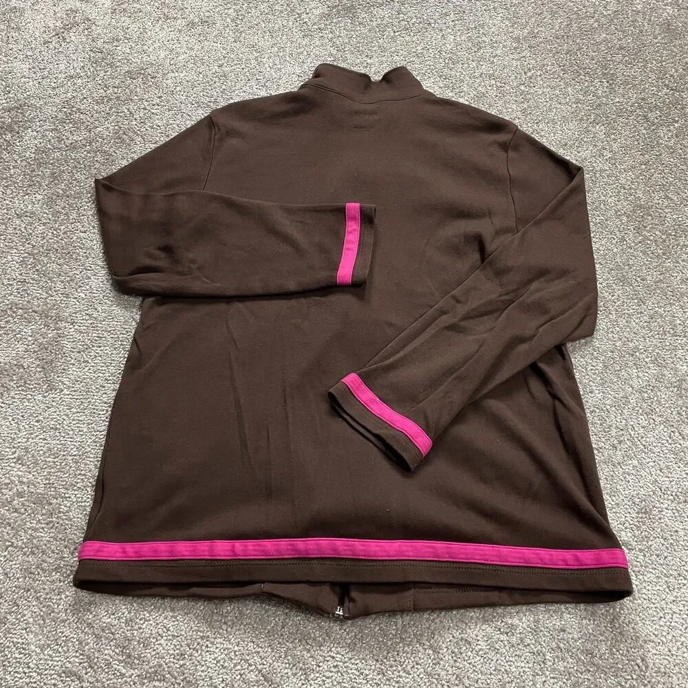 Blair Track Jacket Womens Medium Brown with Purple Trim Full Zip Active Casual